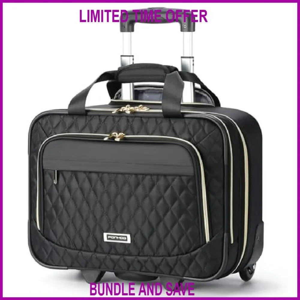 15.6 Inch Rolling Laptop Briefcase with Wheels, Flight Approved Carry On